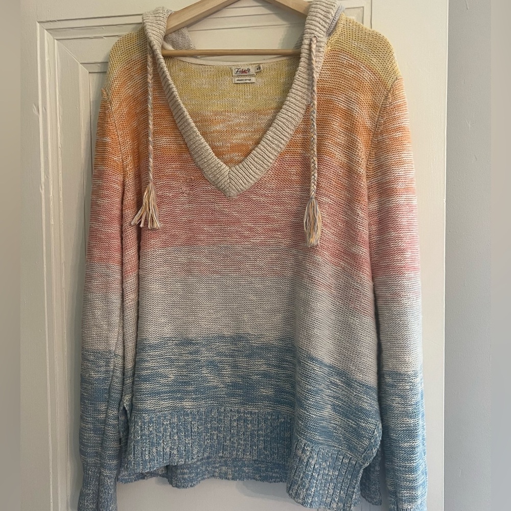 Faherty hoodie sweater in multicolored ombré size medium